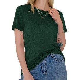 GAYHAY T-Shirts for Women - Dark Green Short Sleeve Basic Tees Soft Crew Neck Trendy Summer Tops for Casual Work Out 2025