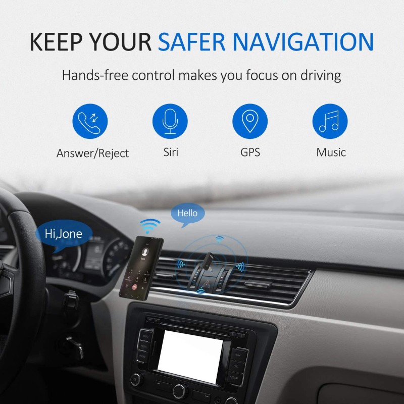 Boltune Wireless Music Adapter 33ft Range Bluetooth 5 Receiver for