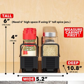 SpaceAid Pull Out Spice Rack Organizer for Cabinet, Heavy Duty Slide Out Seasoning Kitchen Organizer, Cabinet Organizer, with Labels, 5.2" W x10.8 D x4 H, 2 Drawers 1-Tier