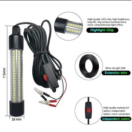 ETOP Pond Lights led Underwater IP68 Underwater Fishing Light Fish Super Bright LED 13W 12-48V AC/DC Attracting Light, Night Fishing Light Underwater Pond Lights (Blue)