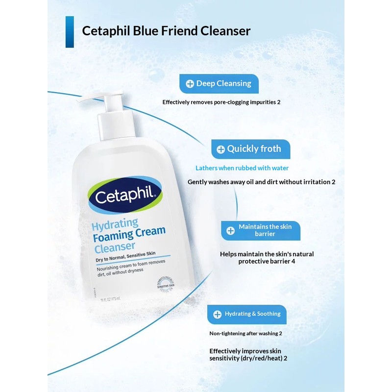 Cetaphil Hydrating Foaming Cream Cleanser 473ml | Deep Cleansing, No