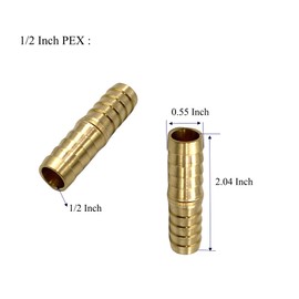 6 Pcs 1/2" Brass PEX Hose Fittings, 1/2 Inch to 1/2 Inch PEX Straight Hose Coupling for House, RV Repairs and Pex Project
