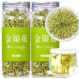 Heixi Gold and Silver Flower Tea 2.8 oz (80 g) (40 g) (40 g) x 2) Gold Silver Flower Honeysuckle Tea Gold Silver Flower Tea Honeysuckle Dry Flower Tea Chinese Tea Naturally Cultivated Decaffeinated