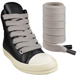 Endoto 2CM Shoelaces for Rick Owens, Fat Jumbo Flat Polycotton Replacement Shoe Laces Strings(Color:Grey,Size:72Inch)