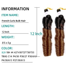 Mtmei hair French Curly Braiding Hair for Box Braids 8 Packs 12 Inch 85G/Pack Loose Wave Braiding Hair Nature Black Crochet Spanish Curly Synthetic Hair Extensions for Women B29 (12 Inch (Pack of 8)