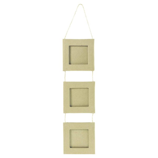 Decopatch Mache 3 Frames Linked Together Square Centres, Brown