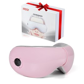 iRest Eye Massager with Heat Compression and Vibration,Smart Eye Mask Massager for Migraine Improve Sleep,Eye Massage for Relieve Eye Strain Dry Eye Dark Circles Eye Bags,Ideal Gift for Love,Pink