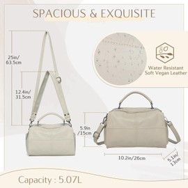 VASCHY Umhängetasche Dame, Mode Handtasche Frauen Elegant PU Leder Taschen Crossbody Bag Mit Abnehmbarem Verstellbarem Schultergurt Weiß