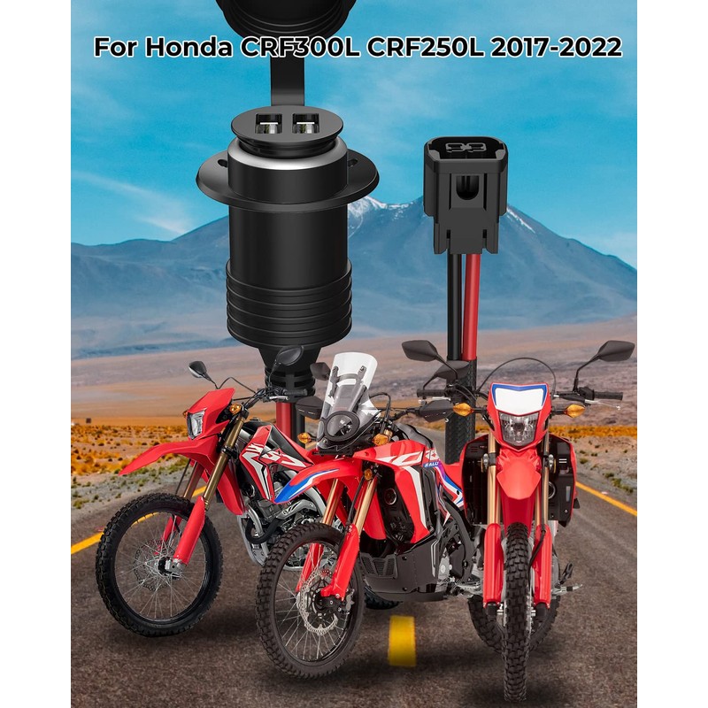 Motorcycle USB Charger, Dual USB Port Water Proof Motorcycle Phone