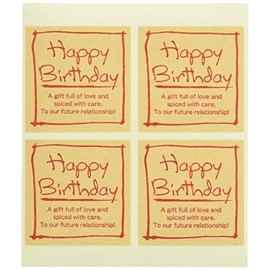 Gift Stickers Birthday Square Kraft Paper Natural (60 Sheets) BD-6S