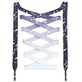 DANHUA Gradient Sneakers Flat Shoelaces: 2 Pair Black Athletic Printed Shoe Laces 47 inch