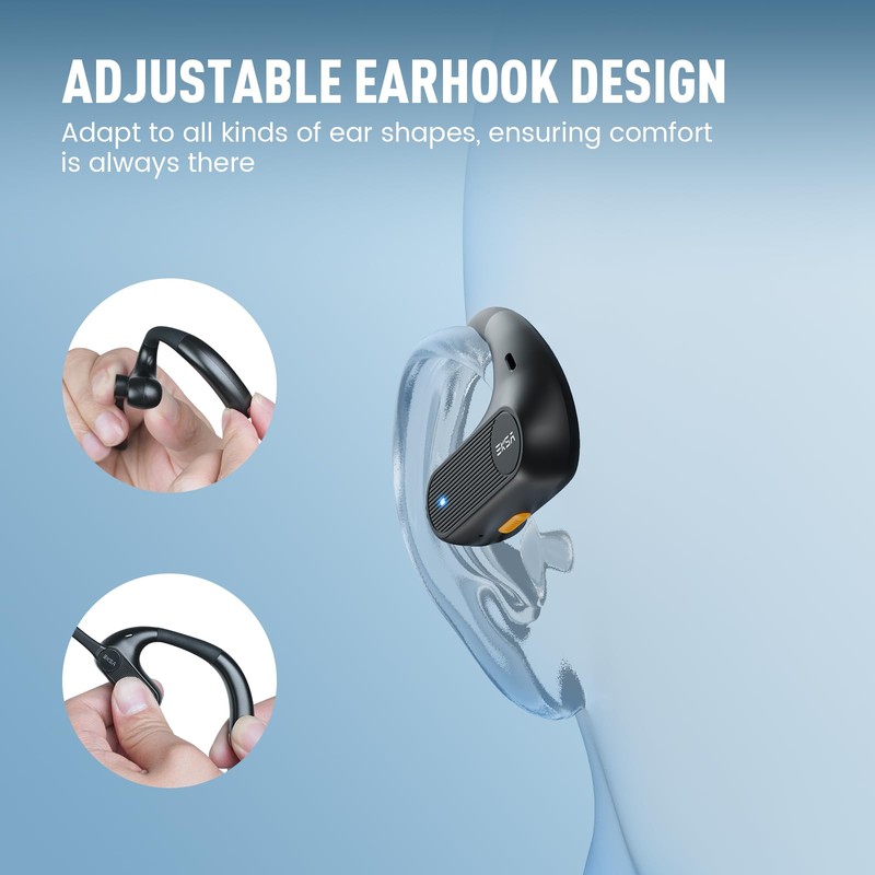 EKSA S30 Open-Ear Headphones Wireless, Bluetooth 5.3 Earphones, 70H Playtime,