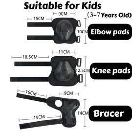 Kids Sports Protective Gear Set,6 PCS Wrist Guard Knee Elbow Pads for Children Protection Skateboard Inline Roller Skating Biking Riding Scooter,Black
