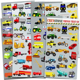 Cars and Trucks Stickers Party Supplies Pack Toddler -- Over 160 Stickers (Cars, Fire Trucks, Construction, Buses & More!)