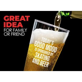 Hobby Pint Glass 16oz - skating and beer - Skater Gifts Skateboard Roller Ice Skate Sport Sled Gymnastics Skateboarder Ski Skiing