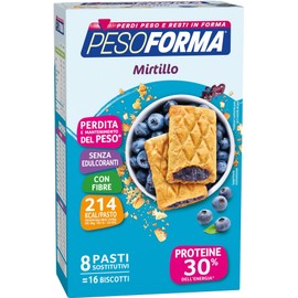 Pesoforma Biscotti al Mirtilllo - Pasto Sostitutivo Dimagrante - Solo 236 Kcal - Ricco in Proteine - 8 Pasti, 740 Gr