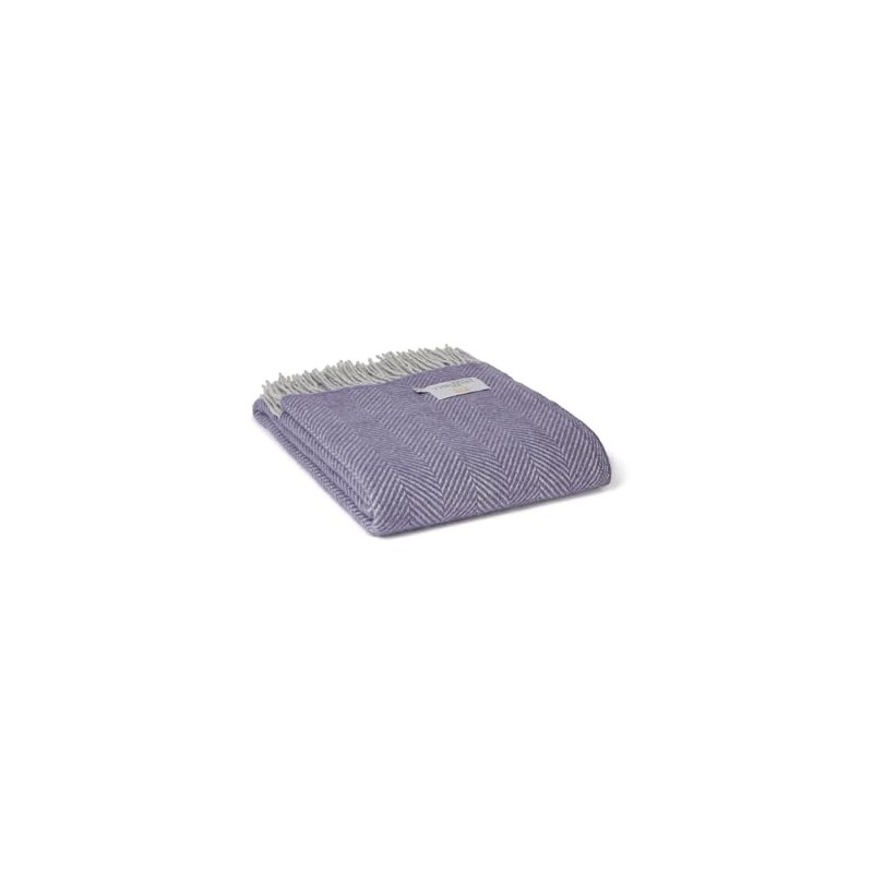 Tweedmill Lifestyle Herringbone 100% Pure New Wool Blanket/Throw Lavender Purple