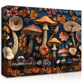 Vintage Mushroom Puzzles for Adults 1000 Pieces, Nature Mushroom Forest Flower Puzzle Art, Unique Plant Jigsaw Puzzle Retro, Impossible Challenging Puzzles for Adults