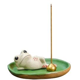 [Calling Happiness! Phantom White Frog Incense Holder] 3 Piece Set [Money Luck / Love Luck / Work Luck / Health Luck ] Lotus Leaf Incense Holder Incense Burner Frog Incense Burner for Buddhist Altar