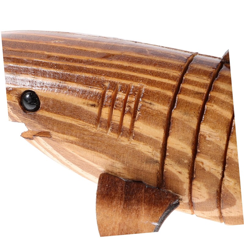 HOMSFOU Wooden Shark Statue en Wiggle Animal Toy