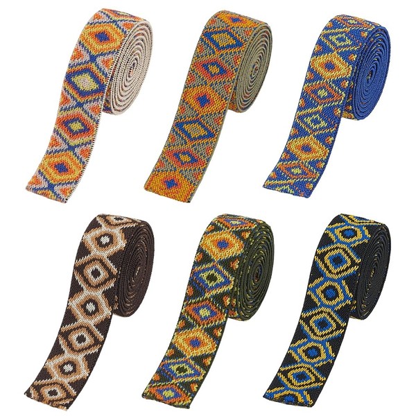 BENECREAT 6 Styles Jacquard Elastic Bands, 6 Yards/5.5 m Stretch