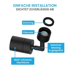 B?chlein B?chlein Universal Wasserhahn-Aufsatz in Matt Schwarz mit zwei Strahlarten - Drehbarer Wasserhahn-Luftsprudler mit 90 Winkel fr Kchenarmaturen