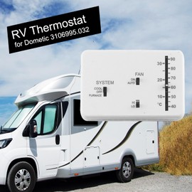 RV Thermostat, RV Analog Thermostat Replacement for Dometic 3106995.032 (Cool Only/Furnace) Controls The Heating and Cooling Systems in a Recreational (White)