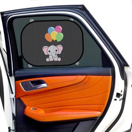 JELLYBABABABY Car Window Shades for Baby | Cooling UV Protection & Cooling for Kids & Pets | Baby Car Sun Shade with Cute Animal Motifs | Optimal Darkness with Suction Cups | 45 x 35.5 cm | Pack of 2