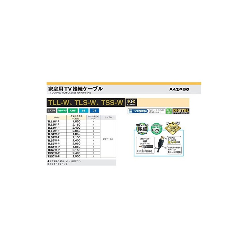 Mass Pro TV Connection Cable 6.6 ft (2 m) [Part
