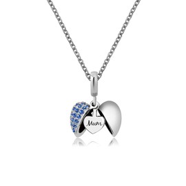 KunBead Jewelry Women Girls Blue I Love You Heart Mum Charm Dainty Necklace from Son Daughter