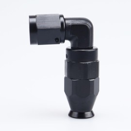 AC PERFORMANCE Tight Radius Aluminum -4 AN 90 Degree Swivel Forged Fuel Oil PTFE Hose End Fitting Black for Teflon Hose