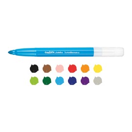 CARIOCA Pennarelli Jumbo Paperboard Wallet, Pennarelli Colorati per Bambini con Punta Maxi, Ideali per Disegnare e Colorare, Super Lavabili, Colori Assortiti, 12 Pezzi