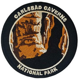 Carlsbad Caverns National Park 4" Embroidered Patch DIY Iron or Sew-on Decorative Vacation Souvenir Applique Wander Nature Wildlife Hike Trek Camping Explore Mountains Stars Moon Scout Guide Ranger