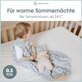 emma & noah Baby Sleeping Bag, 0.5 Tog, Muslin Sleeping Bag for Summer, 100% Organic Cotton, Oeko-Tex Certified, Breathable and Lightweight, Baby Sleeping Bag for Newborns, Mint dots