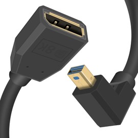 Duttek DisplayPort to Mini DisplayPort 1.4 Monitor Extension Cable, Up Angled Mini DP Male to DP1.4 Female Extention Cable for Laptop PC TV Gaming Monitor. 1Ft/30cm