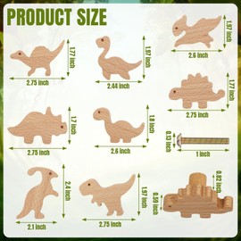 Burbell 8 Pcs Wooden Animal Cabinet Knobs Wood Drawer Knobs Dresser Knobs Dino Drawer Pulls with Screws Knobs Room Drawer Handles Decor(Dinosaur Theme)