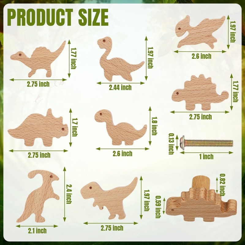 Burbell 8 Pcs Wooden Animal Cabinet Knobs Wood Drawer Knobs