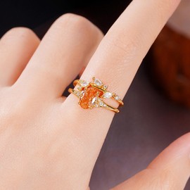 Travel Engagement Rings for Women Fake Wedding Ring Floral Leaf Rings Travel Crystal Engagement Rings Vacation Promise Rings for Her