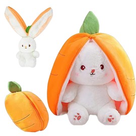 Falaquer Rabbit Hide Hide 18 cm, Easter Bunny Plush Toy, Stuffed Rabbit with Carrots and Strawberries, Easter Bunny Stuffed Plush Toy Rabbit, Cuddly Toy, Easter Bunny Doll, Gift for Children (Carrot)
