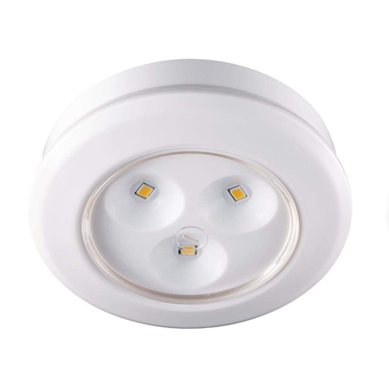 2.99 in. LED White Battery Operated Puck Light (3-Pack)