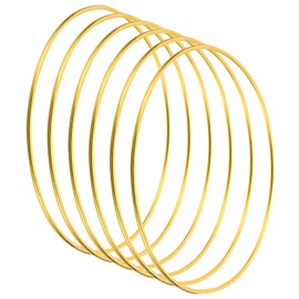 PATIKIL 5.5 Inch Dream Catcher Rings, 6 Pcs Metal Macrame Wreath Floral Round Ring Hoop for Christmas Decor Home Car DIY Craft Wedding Wall Hanging Decorations, Gold