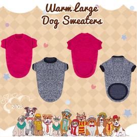 Rypet 2 Pack Large Dog Sweaters for Winter Dog Classic Knitwear Sweater Soft Thickening Warm Dog Clothes for Medium Large Dogs