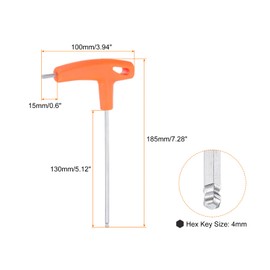 sourcing map T-Handle Ball End Hex Key Wrench 4mm Metric CR-V T-Key Inner Hexagon Wrenches Spanner Repair Tool for Automotive Household Maintenance, Orange