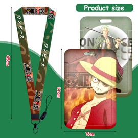 Anime Lanyards with Card Holder, 2PCS Cartoon Lanyard Card Holder Set Neck Strap Lanyard with ID Badge Holder Slide Cover Detachable Card Holders for Office School Supplies ID Card Keys Bus