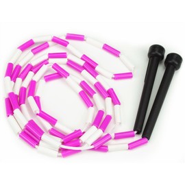 K-Roo Sports SJMP-001 Jump Rope with Plastic Beaded Segmentation, 7',Pink/White