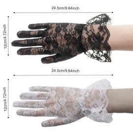 Elegant 6pcs White & Black Lace Dress Gloves - Formal & Wedding Ready