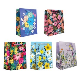 JILLSON & ROBERTS All Occasion Gift Bags, Everyday Totes, Small Floral Gift Bags (5 Pack) for Easter, Mother’s Day, Birthday, Graduation, Baby Shower, Wedding, Bridal Shower