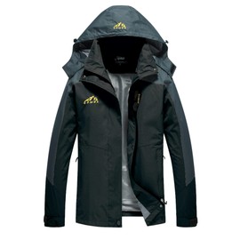 Spmor Women's Waterproof Rain Jacket Lightweight Windproof Hooded Windbreaker Coat Black Medium