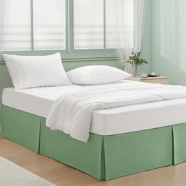 Heywaller 14 Inch Drop Bed Skirt Full Size, Microfiber Tailored Style Bedskirt Elegant Pleated Design Platform Full Bed Skirt, Sage Green