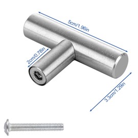 MEIDIV 32 Pack Kitchen Door Handles, Kitchen Cupboard Handles, Single Hole Cabinet Knobs, Drawer Pulls 50mm T-Bar Drawer Handles, Silver Door Knobs for Kitchen Cupboard Cabinet Wardrobe Drawer